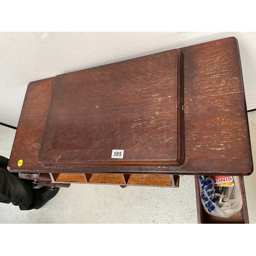 385 - VINTAGE TREADLE SEWING MACHINE TABLE H32.5