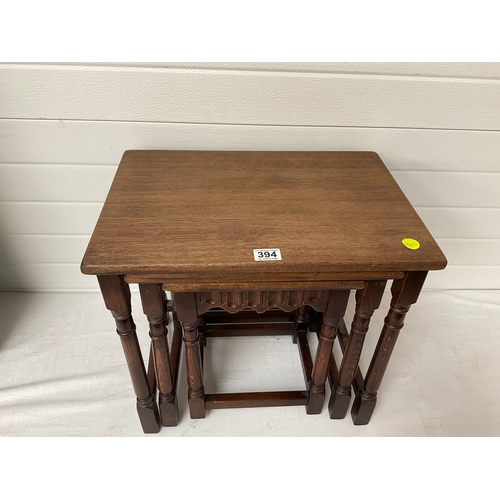 394 - NEST OF 3 DARK OAK PRIORY TABLES H19