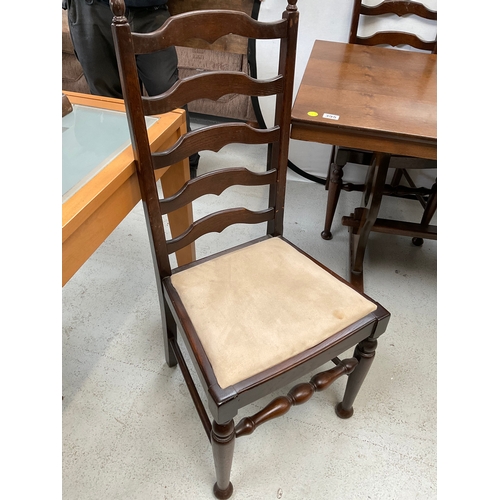 395 - REPRODUCTION OAK REFECTORY DINING TABLE AND 4 MATCHING CHAIRS H30