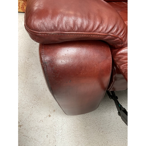 399 - LEATHER MANUAL RECLINING ARMCHAIR - A/F