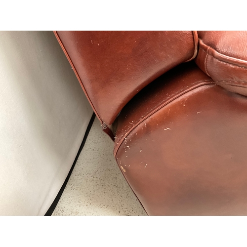 399 - LEATHER MANUAL RECLINING ARMCHAIR - A/F