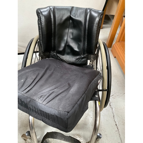 412 - MIRAGE CYCLONE WHEELCHAIR AND PAIR OF ALLOY WHEELS COMPLETE WITH INSTRUCTION BOOK TOTAL HEIGHT 31