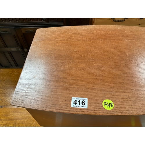 416 - RETRO LIGHT OAK VENEERED SEWING BOX H19