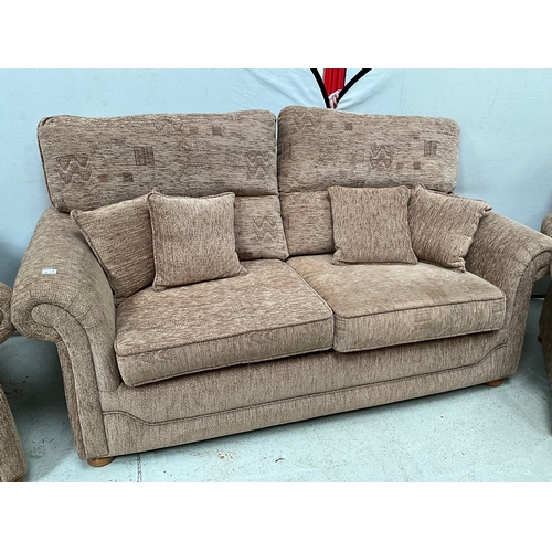 417 - BEIGE FABRIC 2 SEATER 3 PEICE SUITE