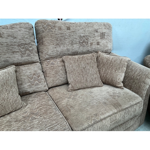 417 - BEIGE FABRIC 2 SEATER 3 PEICE SUITE