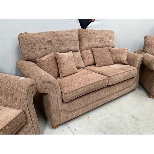 417 - BEIGE FABRIC 2 SEATER 3 PEICE SUITE