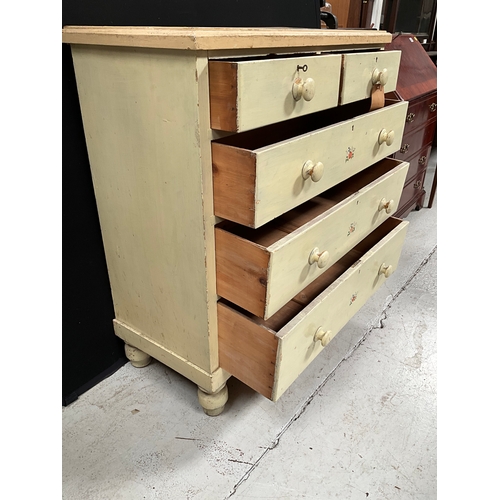 424 - VICTORIAN PAINTED 2 OVER 3 PINE CHEST H41