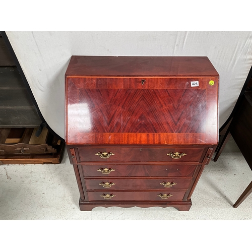 425 - GOOD QUALITY REPRODUCTION MAHOGANY BUREAU WITH FITTED INTERIOR H35