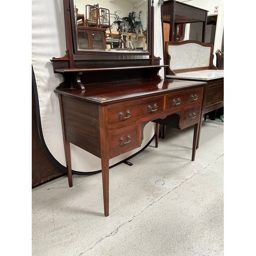 427 - EDWARDIAN MAHOGANY INLAID DRESSSING TABLE TOTAL HEIGHT 61