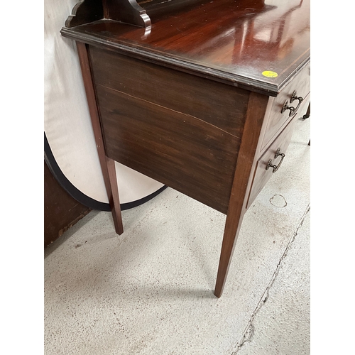 427 - EDWARDIAN MAHOGANY INLAID DRESSSING TABLE TOTAL HEIGHT 61