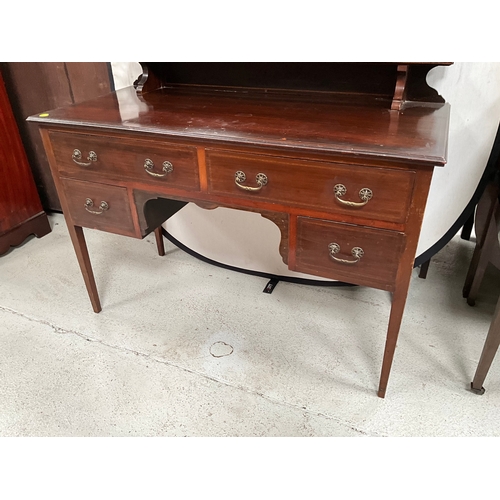 427 - EDWARDIAN MAHOGANY INLAID DRESSSING TABLE TOTAL HEIGHT 61