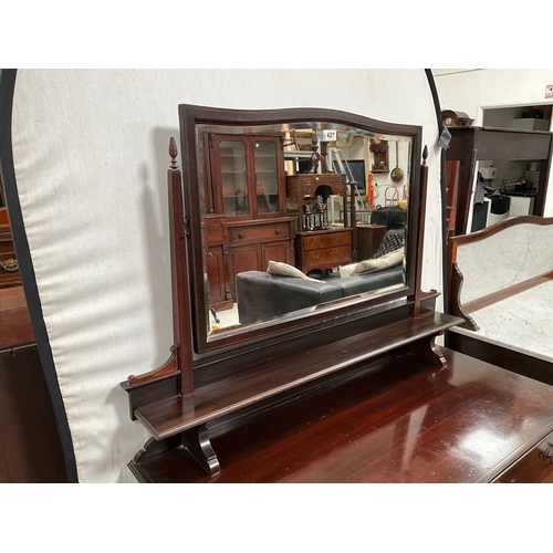 427 - EDWARDIAN MAHOGANY INLAID DRESSSING TABLE TOTAL HEIGHT 61