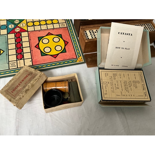 441 - BOX OF VINTAGE GAMES TO INCLUDE MONOPOLY DOMINOES(9'S) SCRABBLE ETC