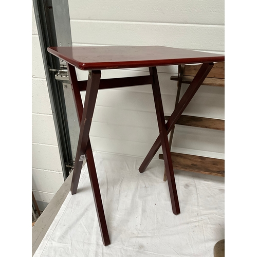 443 - QTY OF SMALL TABLES VINTAGE IRONING BOARD STAND ETC