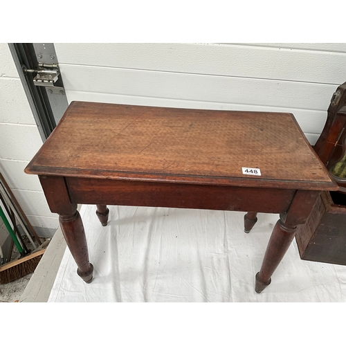 448 - VICTORIAN BAMBOO TABLE, MAHOGANY TABLE CORNER CABINET AND 3 VINTAGE ADVERTISING CRATES - A/F