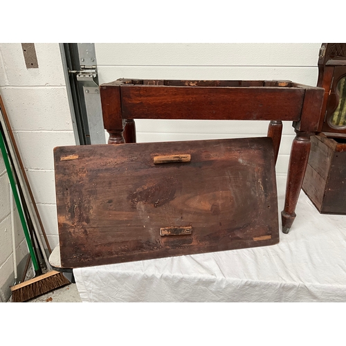 448 - VICTORIAN BAMBOO TABLE, MAHOGANY TABLE CORNER CABINET AND 3 VINTAGE ADVERTISING CRATES - A/F