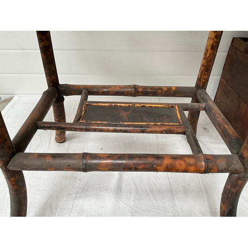 448 - VICTORIAN BAMBOO TABLE, MAHOGANY TABLE CORNER CABINET AND 3 VINTAGE ADVERTISING CRATES - A/F