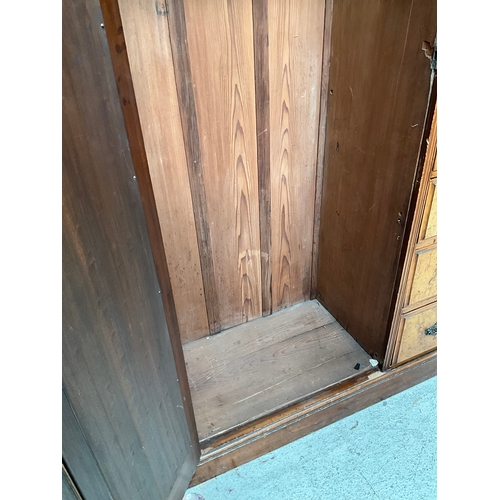 454 - EDWARDIAN MAHOGANY COMPACTUM WARDROBE WITH 2 DOORS OVER 5 DRAWERS FLANKED BY MIRROR DOOR ALL HANGING... 