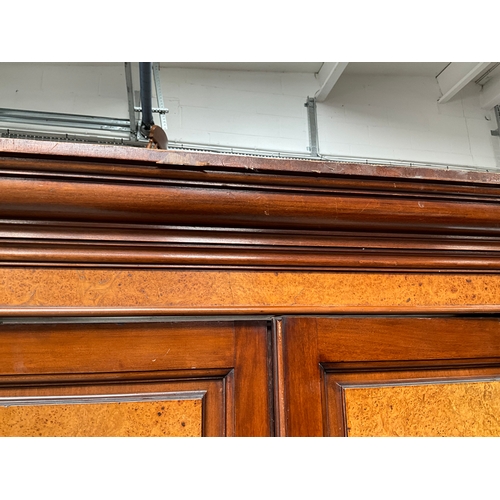 454 - EDWARDIAN MAHOGANY COMPACTUM WARDROBE WITH 2 DOORS OVER 5 DRAWERS FLANKED BY MIRROR DOOR ALL HANGING... 