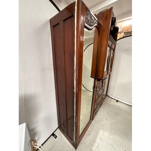 459 - EDWARDIAN MAHOGANY COMPACTUM WARDROBE A/F H76