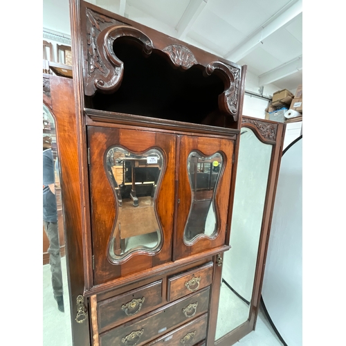 459 - EDWARDIAN MAHOGANY COMPACTUM WARDROBE A/F H76