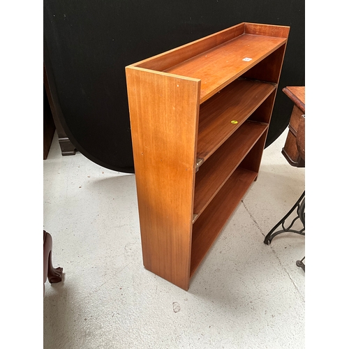 468 - VINTAGE TEAK STYLE OPEN BOOKCASE H36