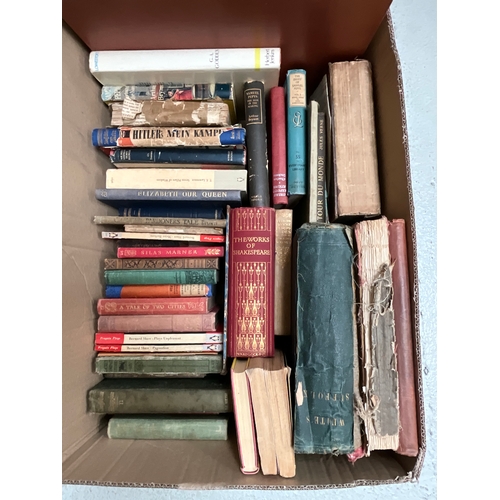 28 - 3 BOXES TO INCLUDE BOOKS SAMUEL PEPYS, HITLERS MIND CAMPF ETC, SHEET MUSIC ETC