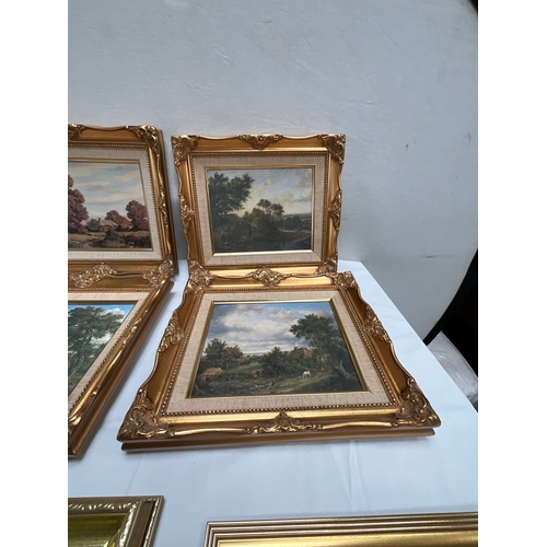 14 - BOX OF GILT FRAMED COUNTRY SCENE PICTURES AND QTY FRAMES