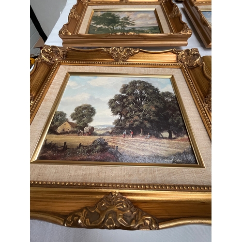 14 - BOX OF GILT FRAMED COUNTRY SCENE PICTURES AND QTY FRAMES