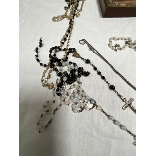 19 - *******lot withdrawn by vendor******BOX OF RELIGIOUS ITEMS TO INCLUDE CRUCIFIX'S, ROSARY BEADS, RELI... 