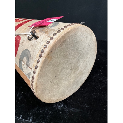 20 - *******lot withdrawn by vendor******LARGE HARDWOOD AND LEATHER HANDPAINTED CUBAN DRUM (ITEM 110) H30... 