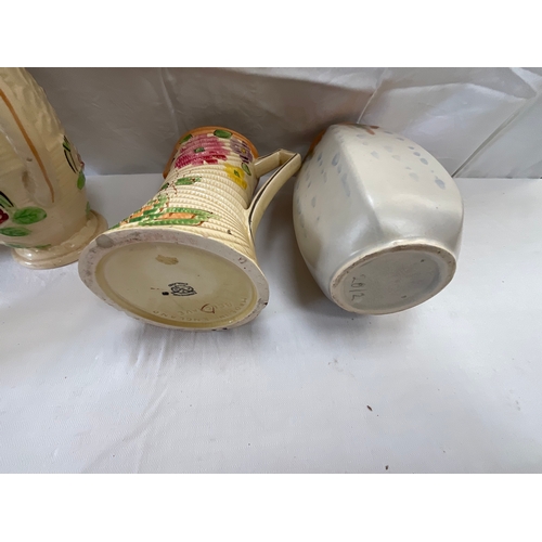 54 - *******lot withdrawn by vendor******BOX OF ART DECO JUGS AND VASES TO INCLUDE PORTMEIRION ITEMS TALL... 