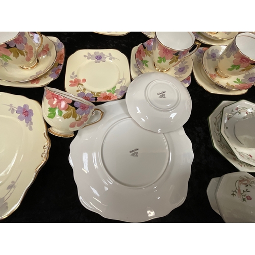 61 - 2 BOXES OF CHINA TO INCLUDE JOHNSONS BROS DINNER SERVICE, HAND PAINTED TEA SET