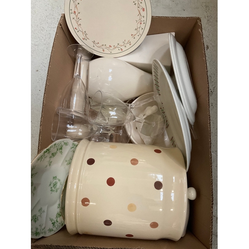 65 - 3 BOXES OF CHINA AND GLASSWARE ETC