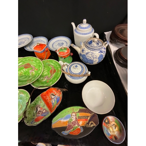 70 - *******lot withdrawn by vendor******2 BOXES OF ORIENTAL CHINA, MAHOGANY STANDS ETC (ITEM 137,138)