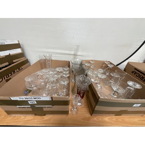 107 - 2 BOXES OF GLASSWARE