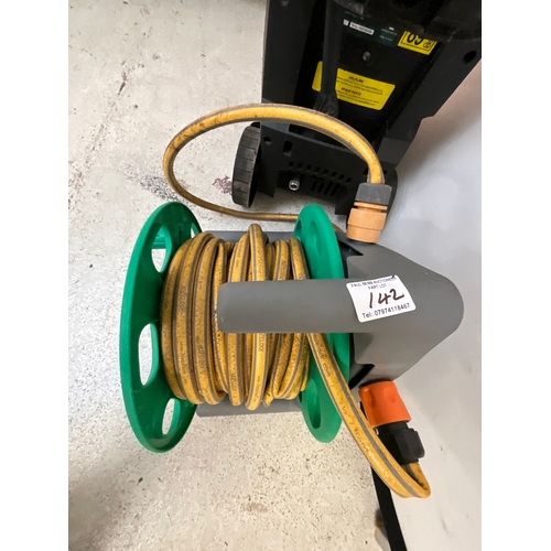 142 - RAC PRESSURE WASHER AND HOSE ON REEL