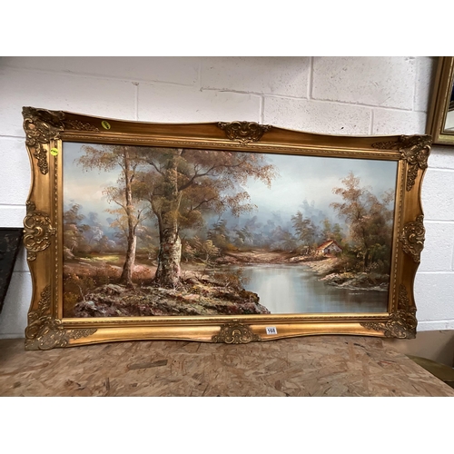 168 - MODERN GILT FRAMED OILS ON CANVAS WOODLAND SCENE 54