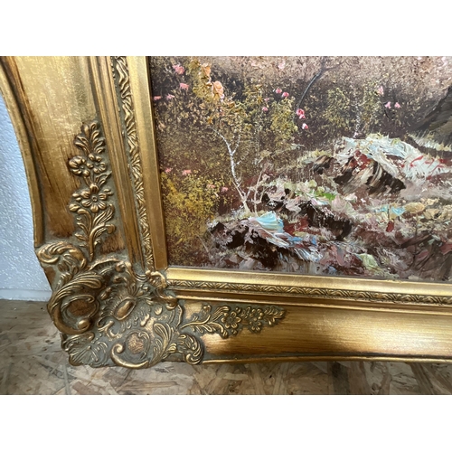 168 - MODERN GILT FRAMED OILS ON CANVAS WOODLAND SCENE 54