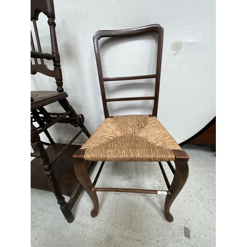 173 - VINTAGE METAMORPHIC CHILDS HIGH CHAIR A/F & BEDROOM CHAIR