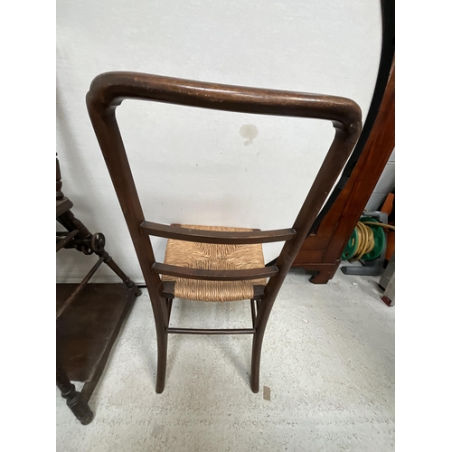 173 - VINTAGE METAMORPHIC CHILDS HIGH CHAIR A/F & BEDROOM CHAIR