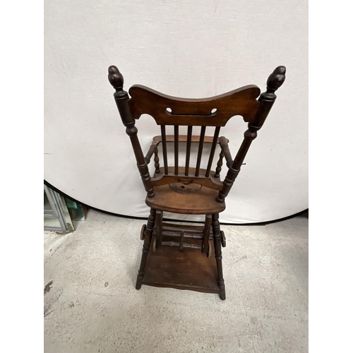 173 - VINTAGE METAMORPHIC CHILDS HIGH CHAIR A/F & BEDROOM CHAIR