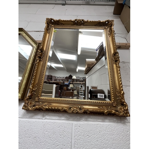 180 - MODERN DECORATIVE GILT FRAMED BEVEL EDGE WALL MIRROR 29