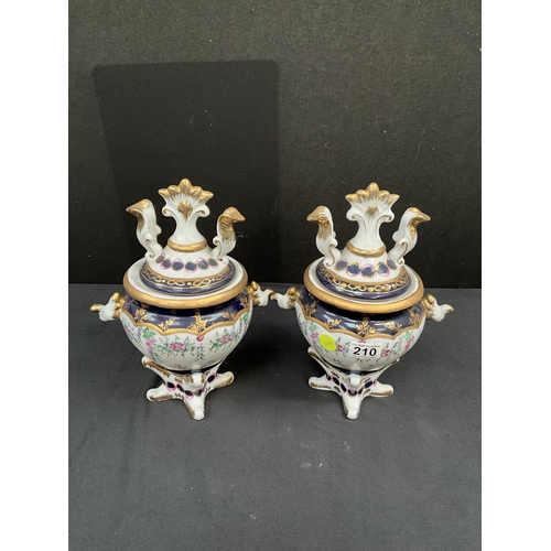 210 - PAIR OF LIMOGES LIDDED URNS AT FAULT H13