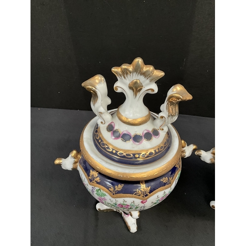 210 - PAIR OF LIMOGES LIDDED URNS AT FAULT H13