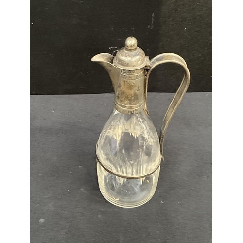 212 - HALLMARK SHEFFIELD 1899 SILVER TOPPED CLARET JUG H11