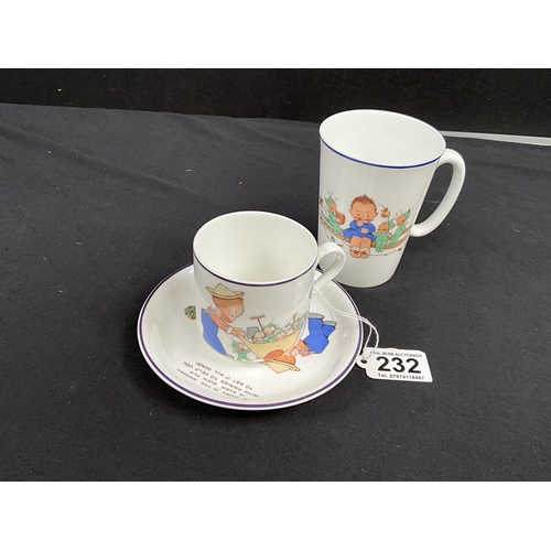 232 - SHELLEY CHILDS CUP & SAUCER AND MUG