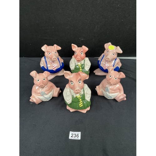 236 - SET OF 6 WADE NAT WEST PIG MONEY BOXES