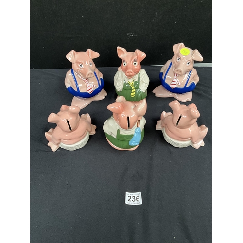 236 - SET OF 6 WADE NAT WEST PIG MONEY BOXES