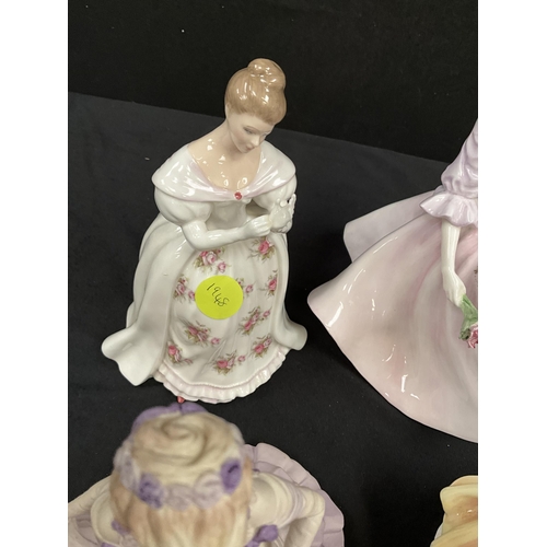 238 - 3 ROYAL DOULTON LADY FIGUERS , AUTUMN BREEZE, BARBARA ANNE, SUMMER ROSE  AND COALPORT LADY FIRST WAL... 